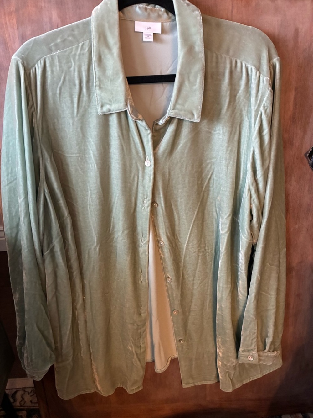 J. Jill Light Sage Green Satin Blouse